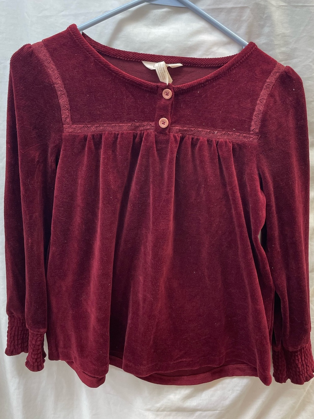Matilda Jane Girls' Velvet Long-Sleeve Top - Burgundy sz 14